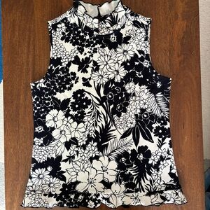 Ann Taylor White and Black Floral Tank
